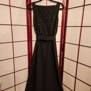 Lilli Diamond California Black Sleeveless Rhinestone Maxi Dress